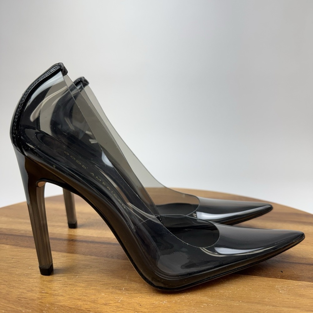 New NIB Womens Good American Cinder-F*cking-Rella Light Smoke Heels Size 5 M